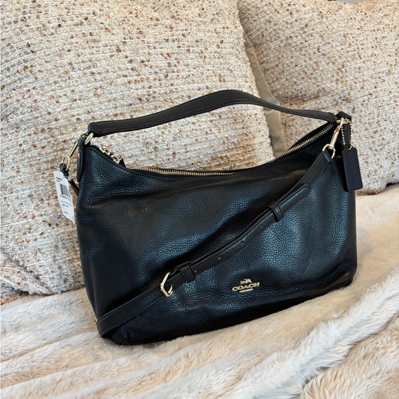 Coach Handbags - Coach “Celeste” Black Pebbled Leather Shoulder Bag with Gold Hardware